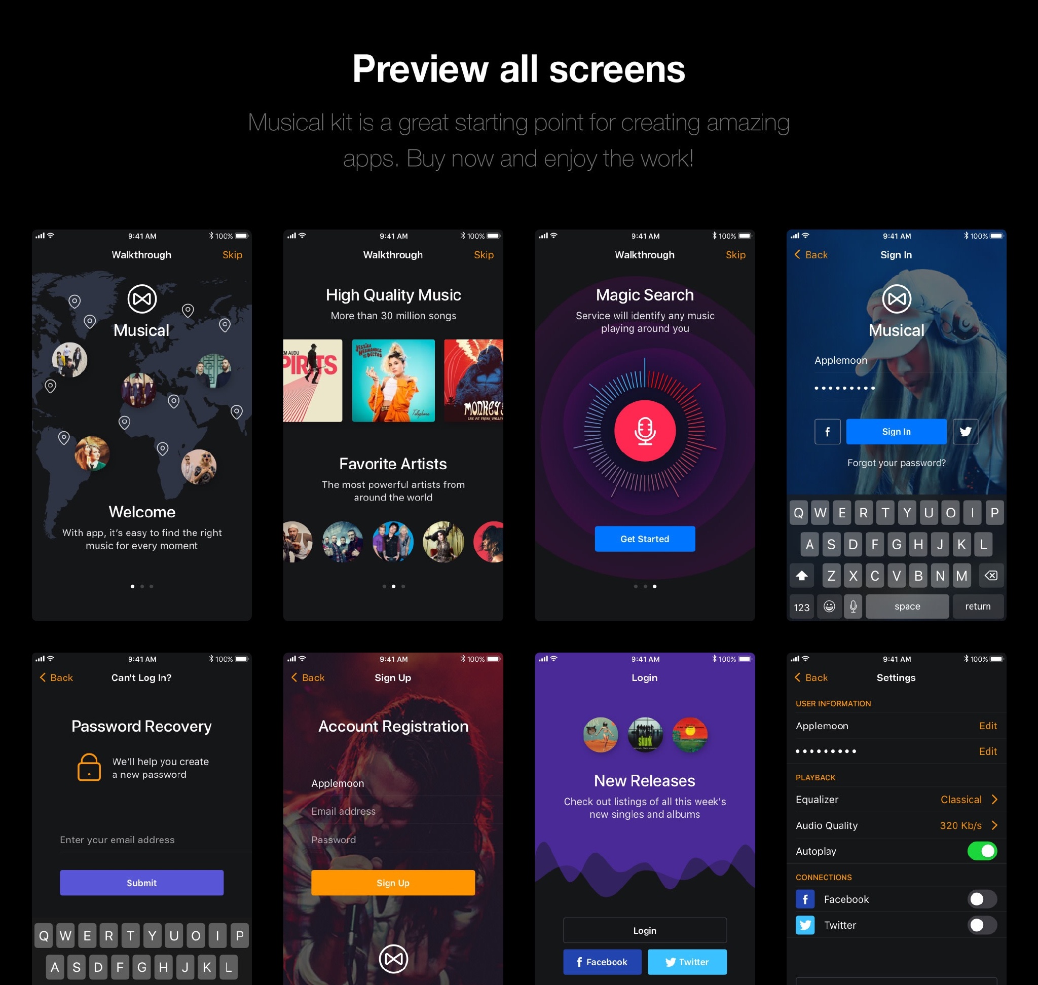 酷黑超逼格的音乐APP UI KITS套装素材下载<Sketch XD PSD></a>” width=”2048″ height=”1944″ /> <a loading=
